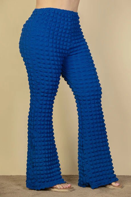Plus Size Bubble Fabric Flare Pants - Flip Flop Dynasty