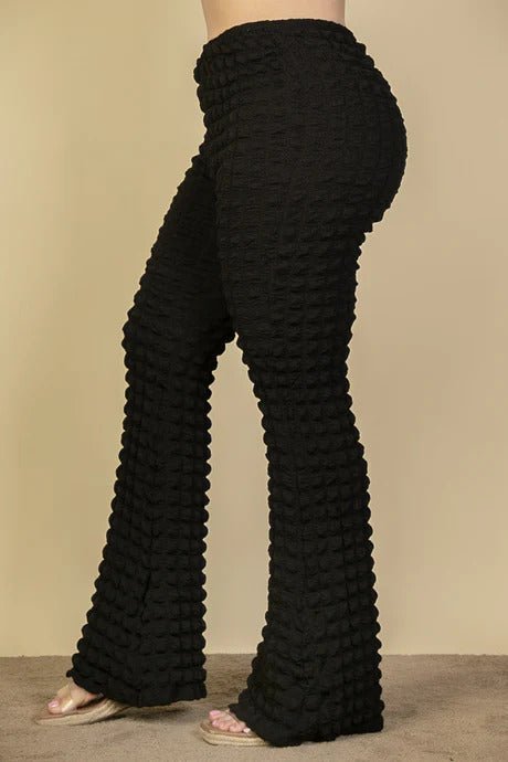 Plus Size Bubble Fabric Flare Pants - Flip Flop Dynasty