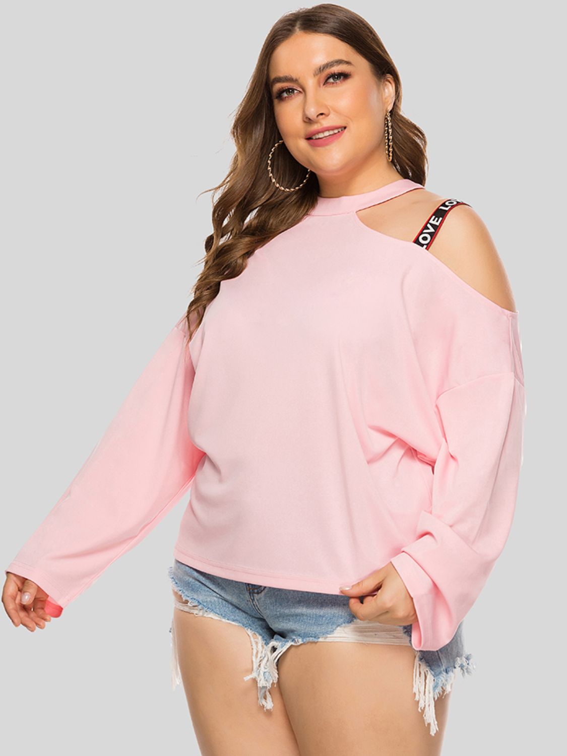 Plus Size Cold - Shoulder Round Neck Blouse - Flip Flop Dynasty