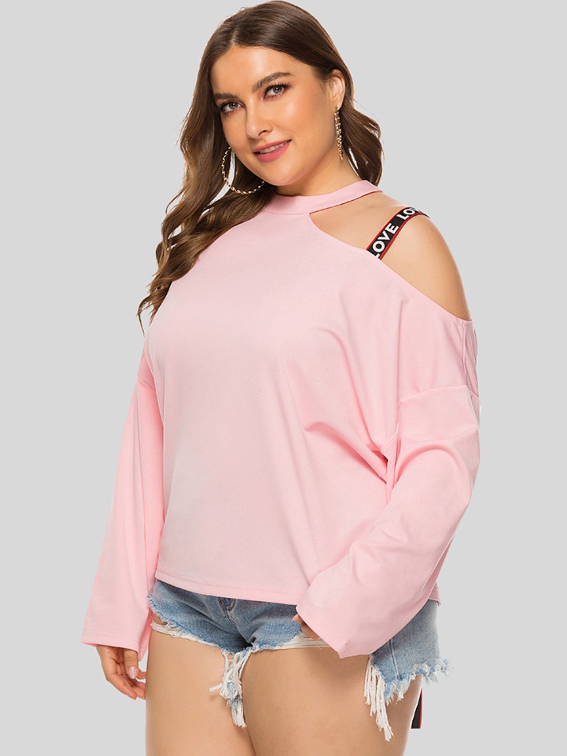 Plus Size Cold - Shoulder Round Neck Blouse - Flip Flop Dynasty