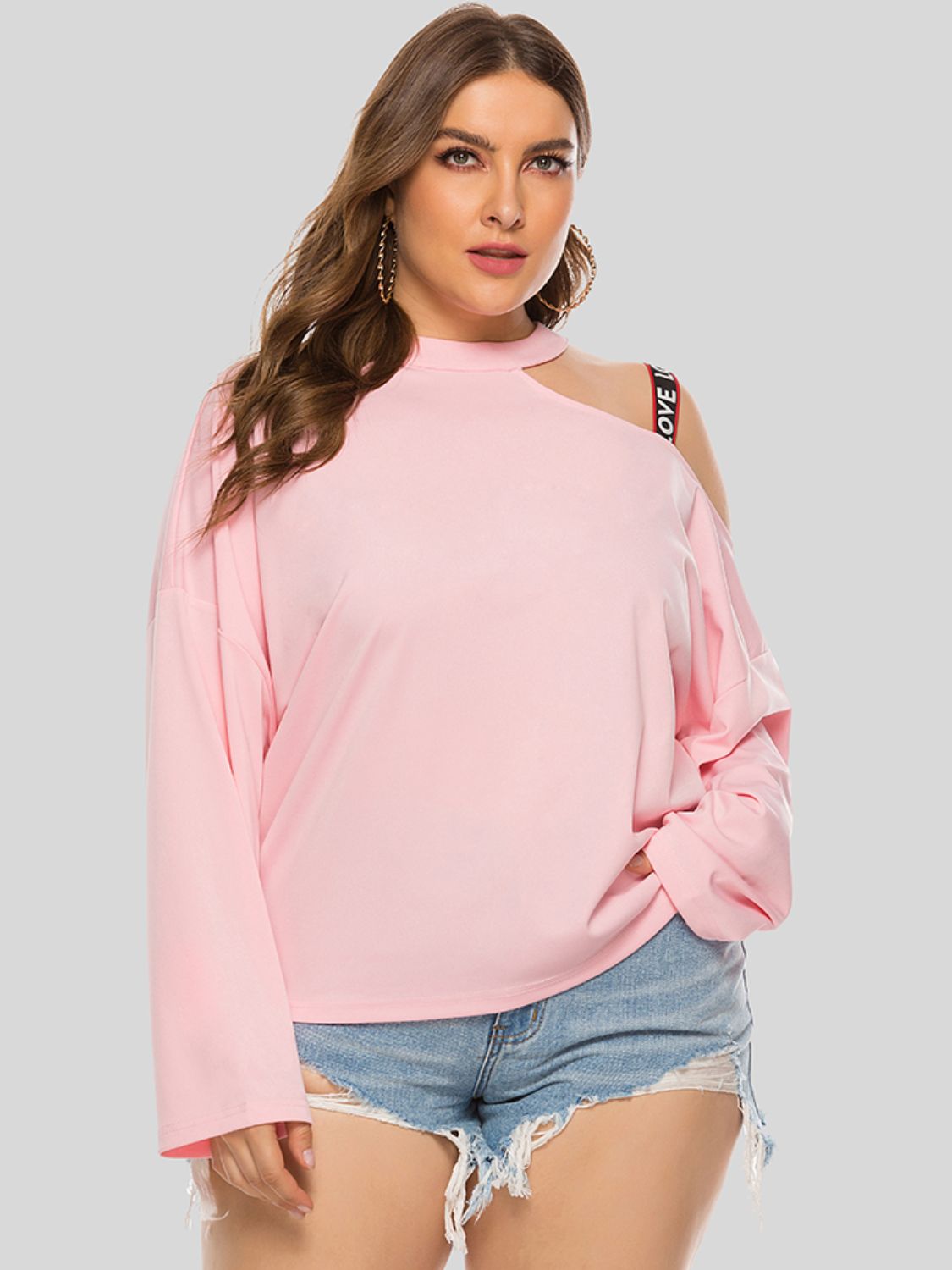 Plus Size Cold - Shoulder Round Neck Blouse - Flip Flop Dynasty