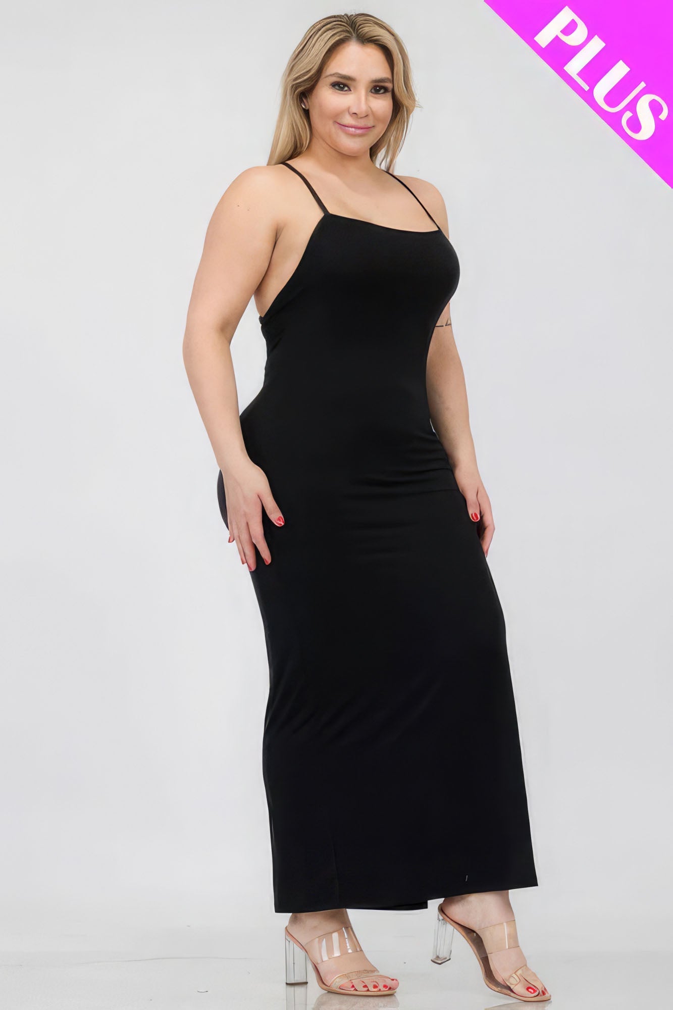 Plus Size Crisscross Back Split Thigh Maxi Dress - Flip Flop Dynasty