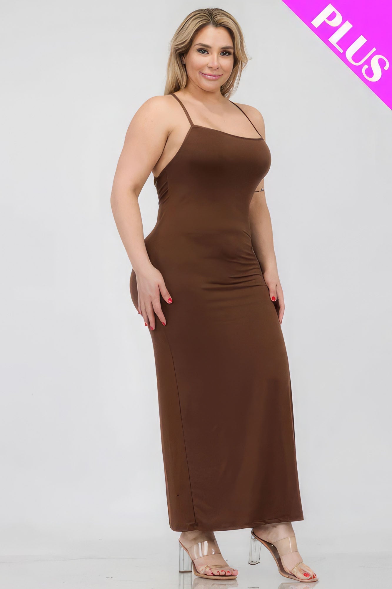 Plus Size Crisscross Back Split Thigh Maxi Dress - Flip Flop Dynasty