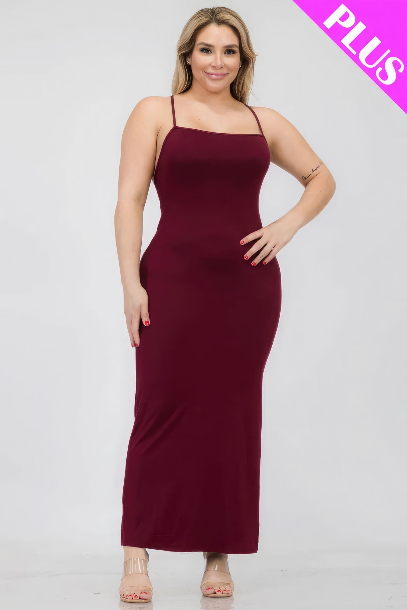 Plus Size Crisscross Back Split Thigh Maxi Dress - Flip Flop Dynasty