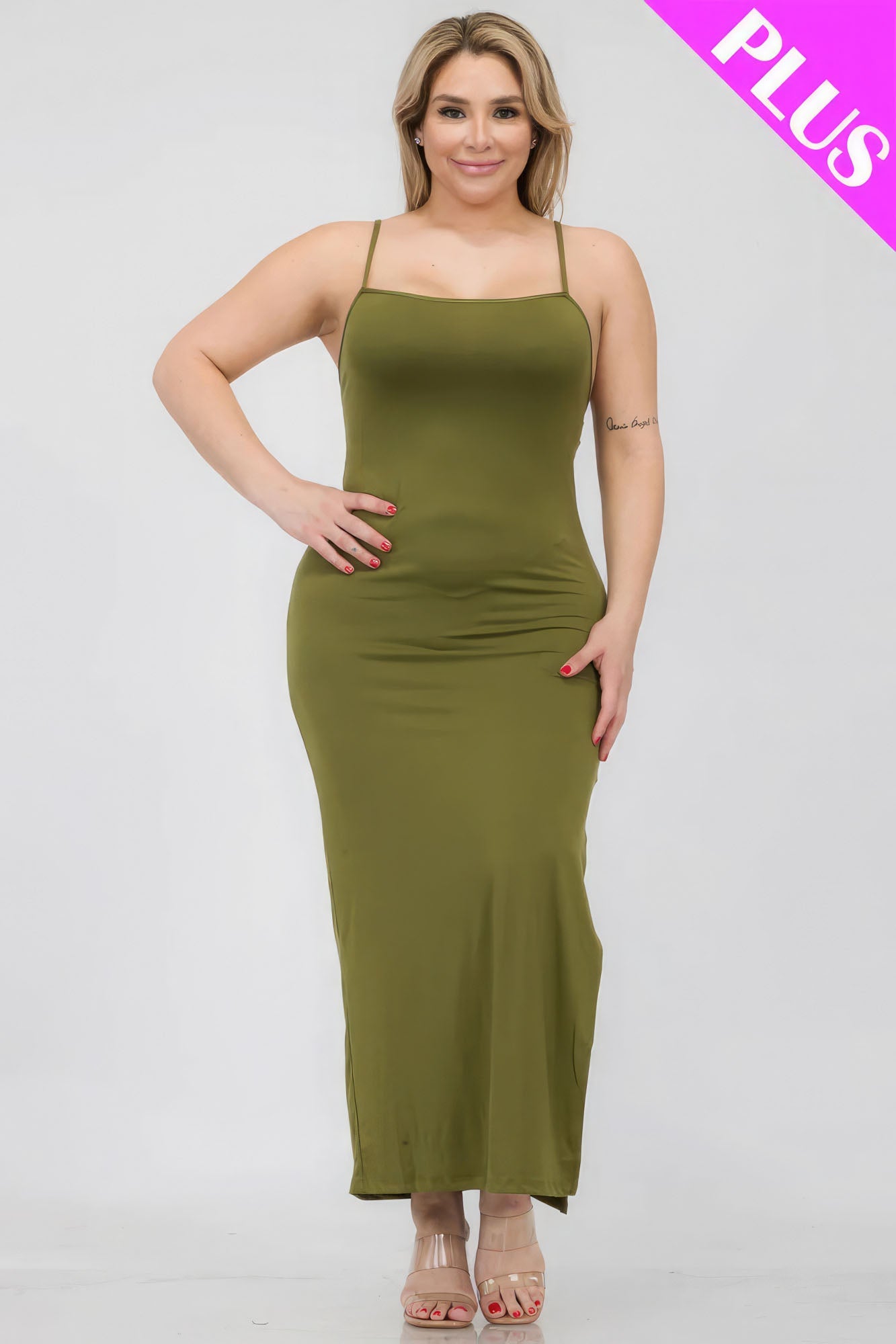 Plus Size Crisscross Back Split Thigh Maxi Dress - Flip Flop Dynasty