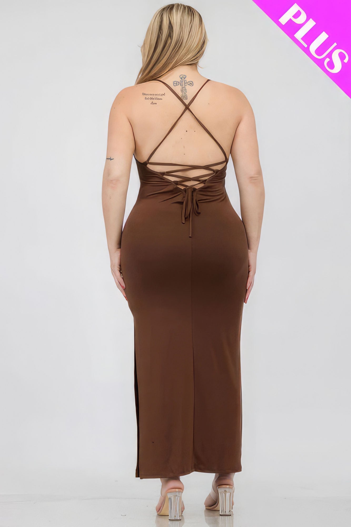 Plus Size Crisscross Back Split Thigh Maxi Dress - Flip Flop Dynasty