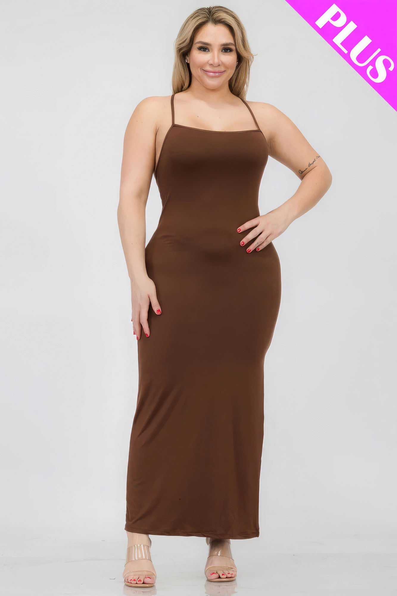Plus Size Crisscross Back Split Thigh Maxi Dress - Flip Flop Dynasty
