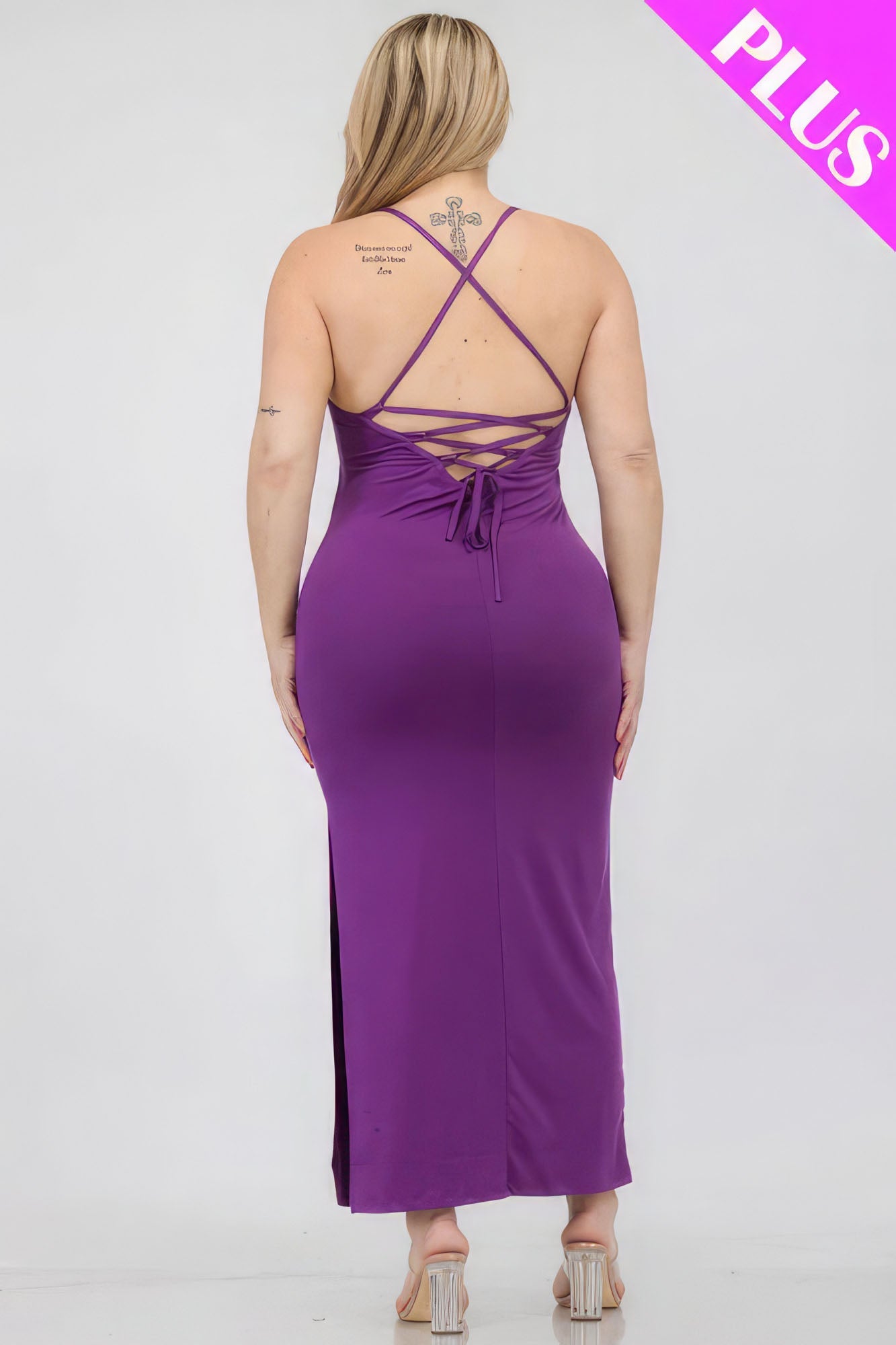 Plus Size Crisscross Back Split Thigh Maxi Dress - Flip Flop Dynasty