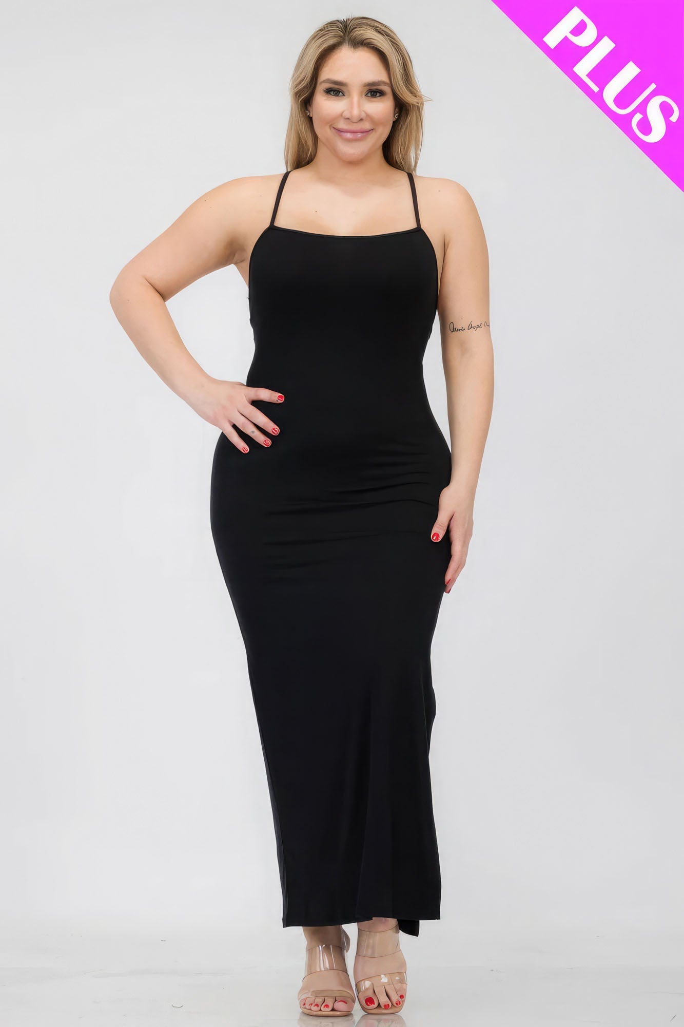 Plus Size Crisscross Back Split Thigh Maxi Dress - Flip Flop Dynasty