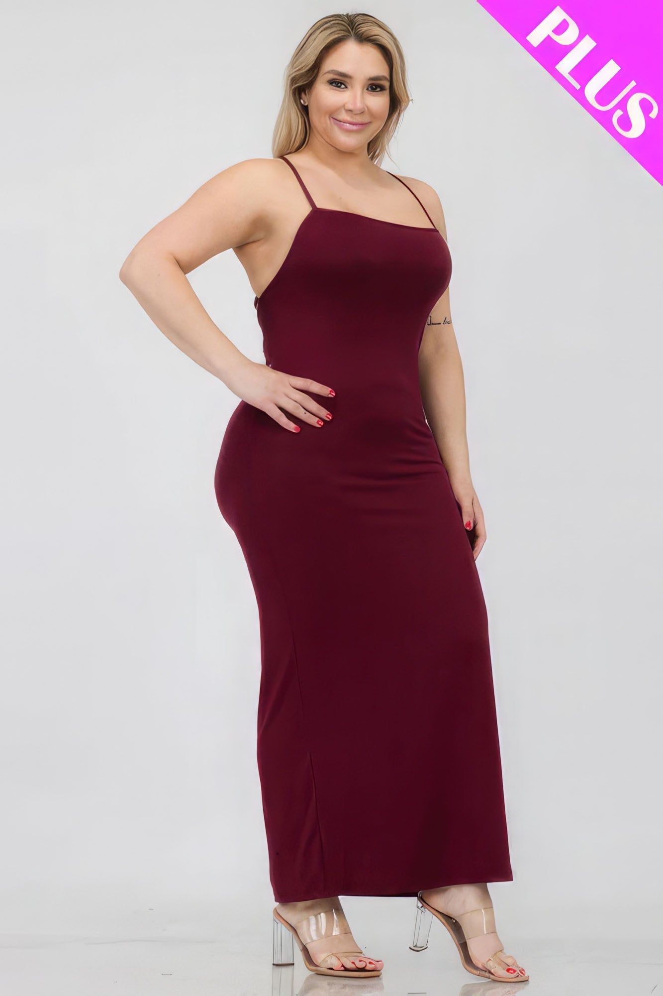 Plus Size Crisscross Back Split Thigh Maxi Dress - Flip Flop Dynasty