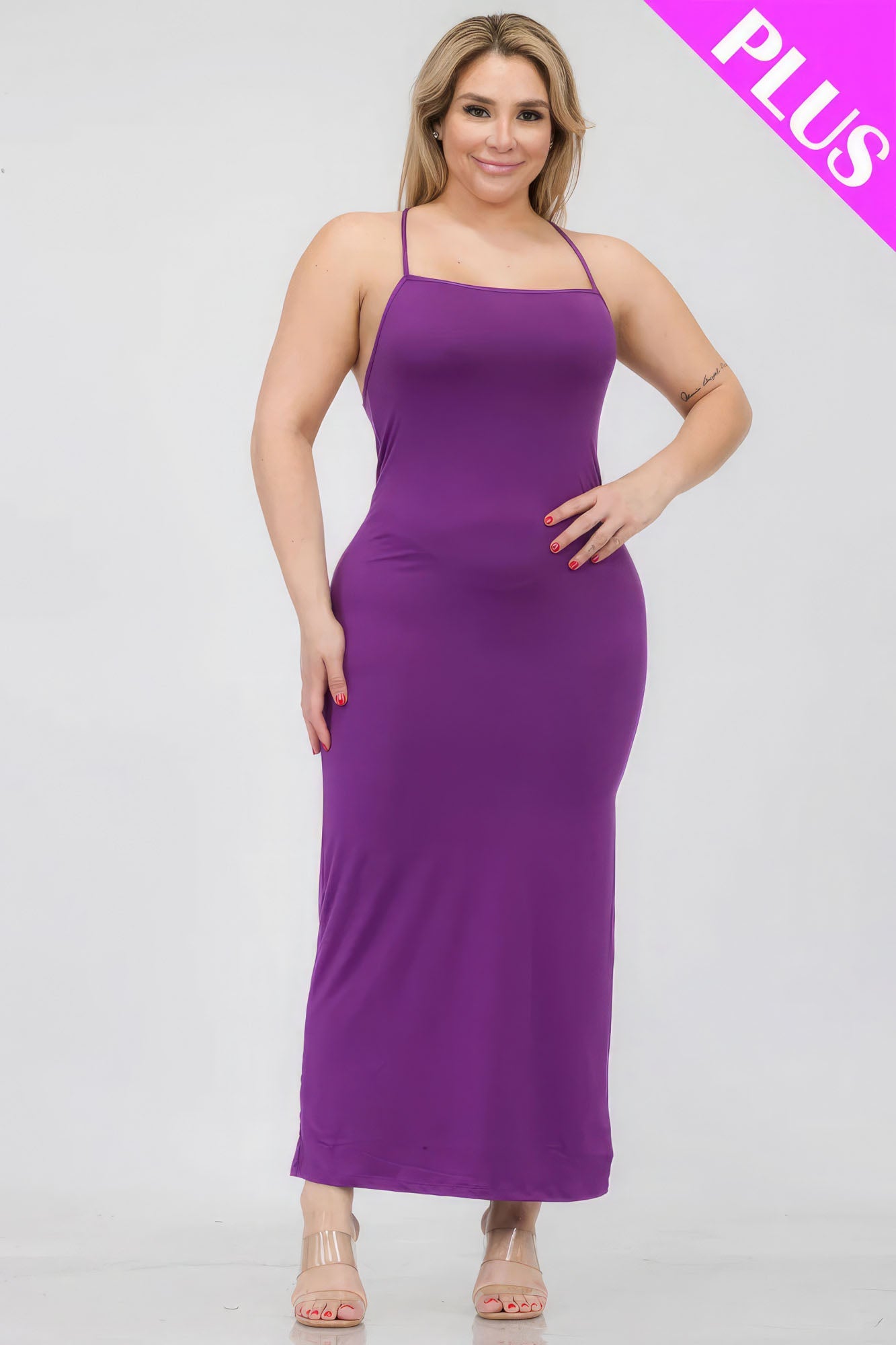 Plus Size Crisscross Back Split Thigh Maxi Dress - Flip Flop Dynasty