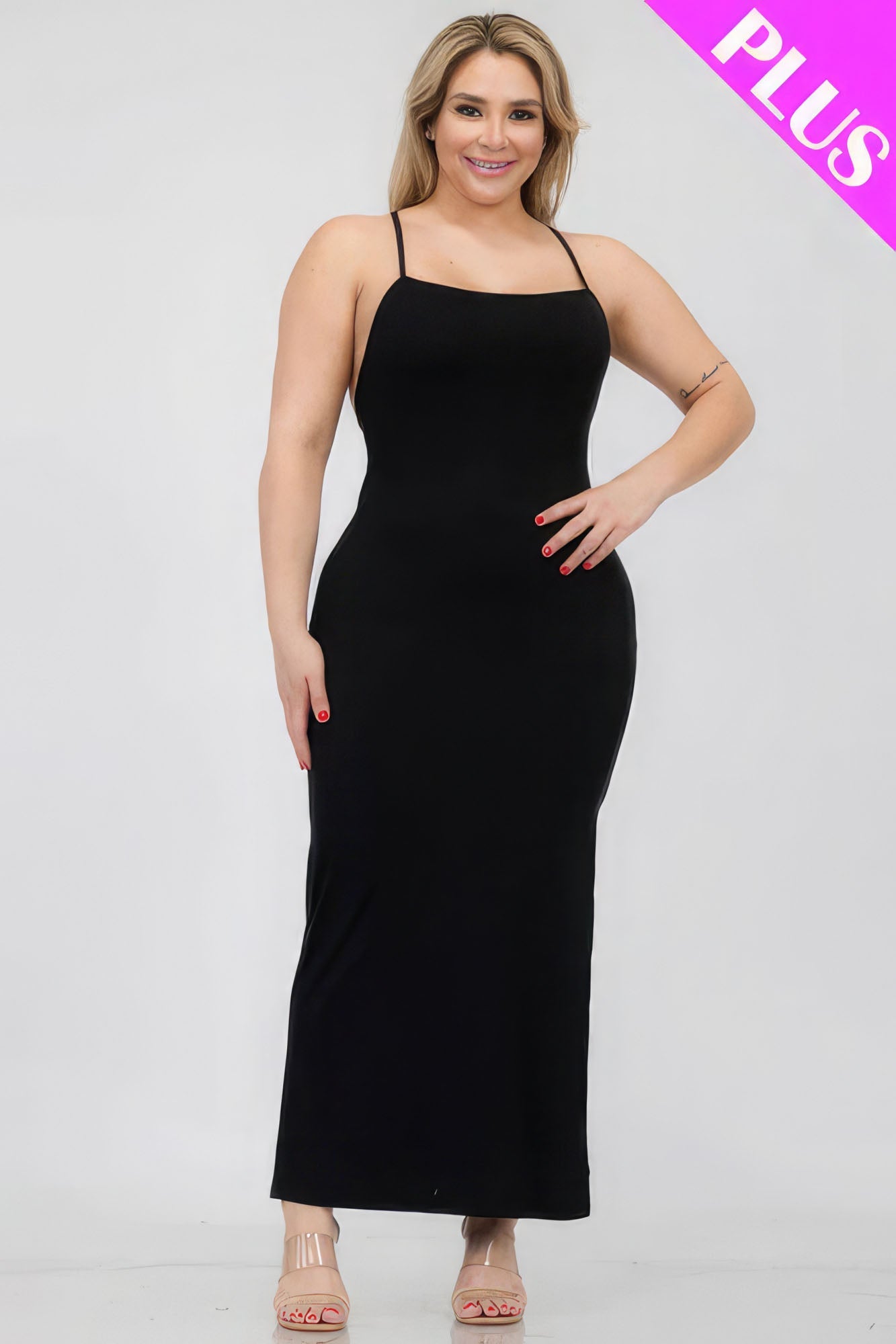 Plus Size Crisscross Back Split Thigh Maxi Dress - Flip Flop Dynasty