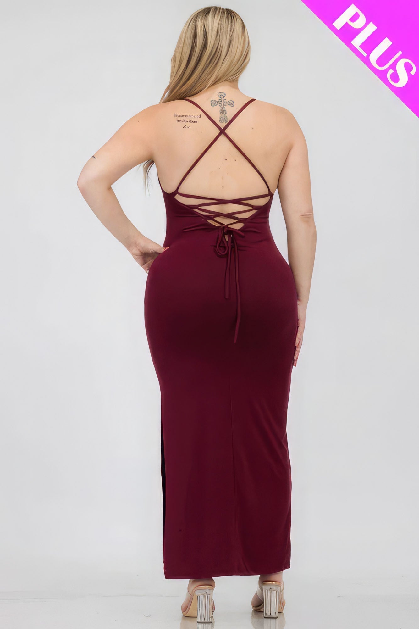 Plus Size Crisscross Back Split Thigh Maxi Dress - Flip Flop Dynasty