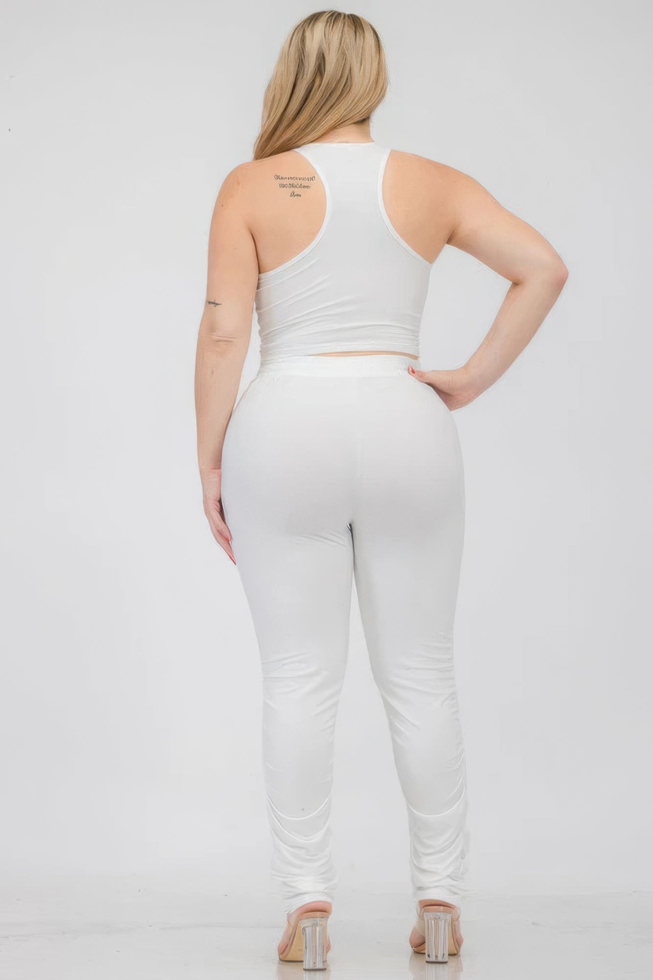 Plus Size Crop Tank Top & Ruched Pants Set - Flip Flop Dynasty