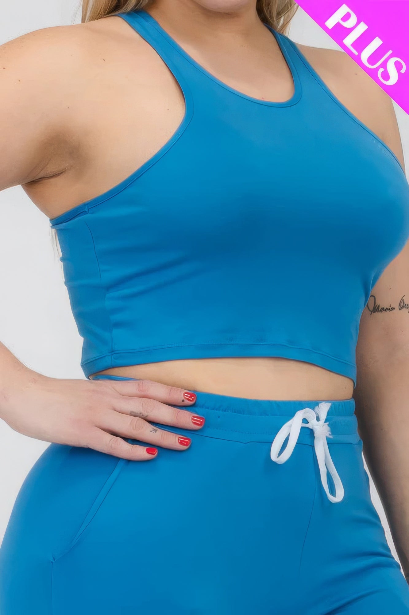 Plus Size Crop Tank Top & Ruched Pants Set - Flip Flop Dynasty