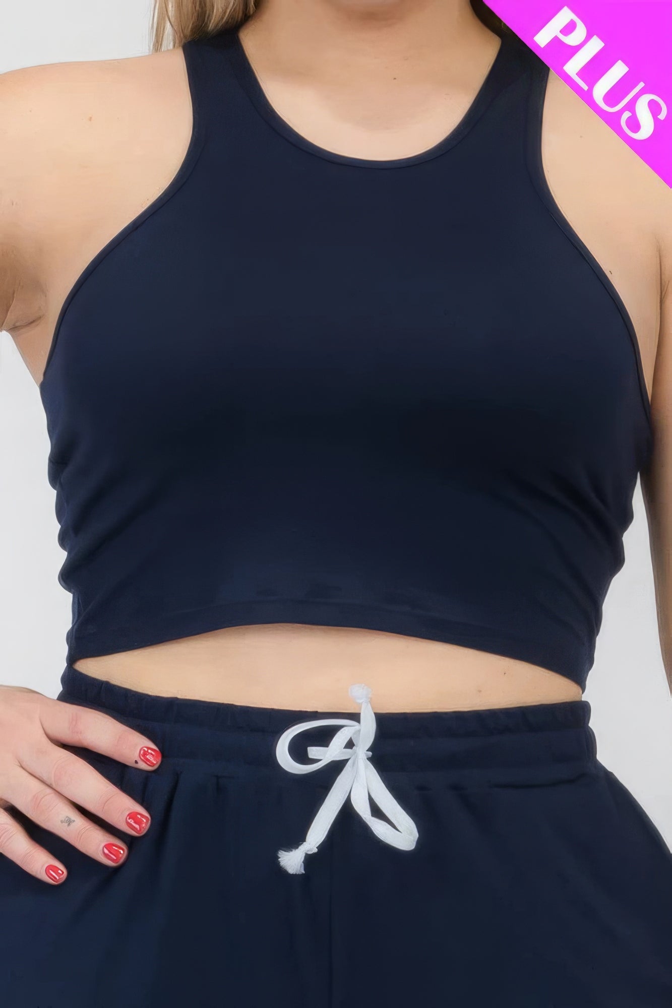 Plus Size Crop Tank Top & Ruched Pants Set - Flip Flop Dynasty