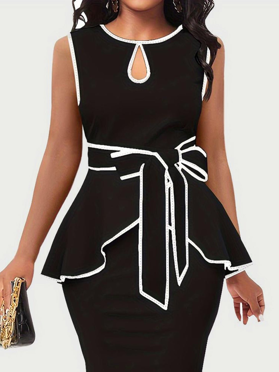 Plus Size Cutout Contrast Sleeveless Dress - Flip Flop Dynasty