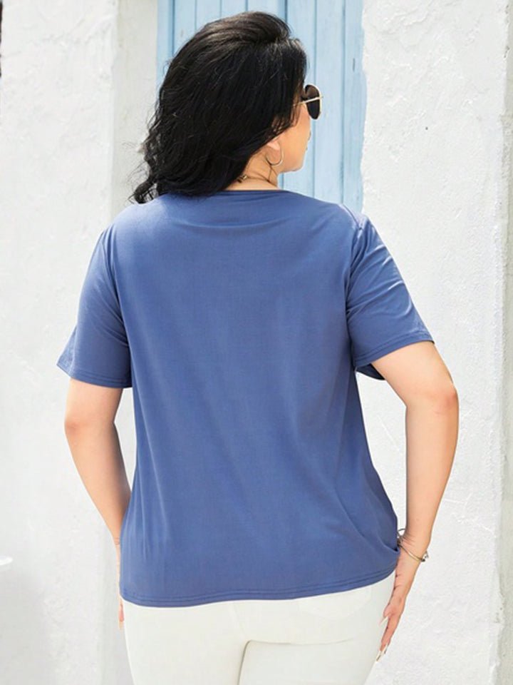 Plus Size Cutout Short Sleeve Top - Flip Flop Dynasty