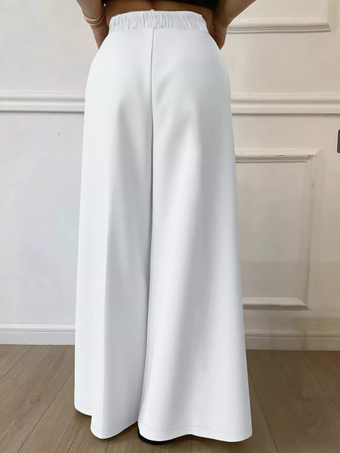 Plus Size Elastic Waist Wide Leg Pants - Flip Flop Dynasty