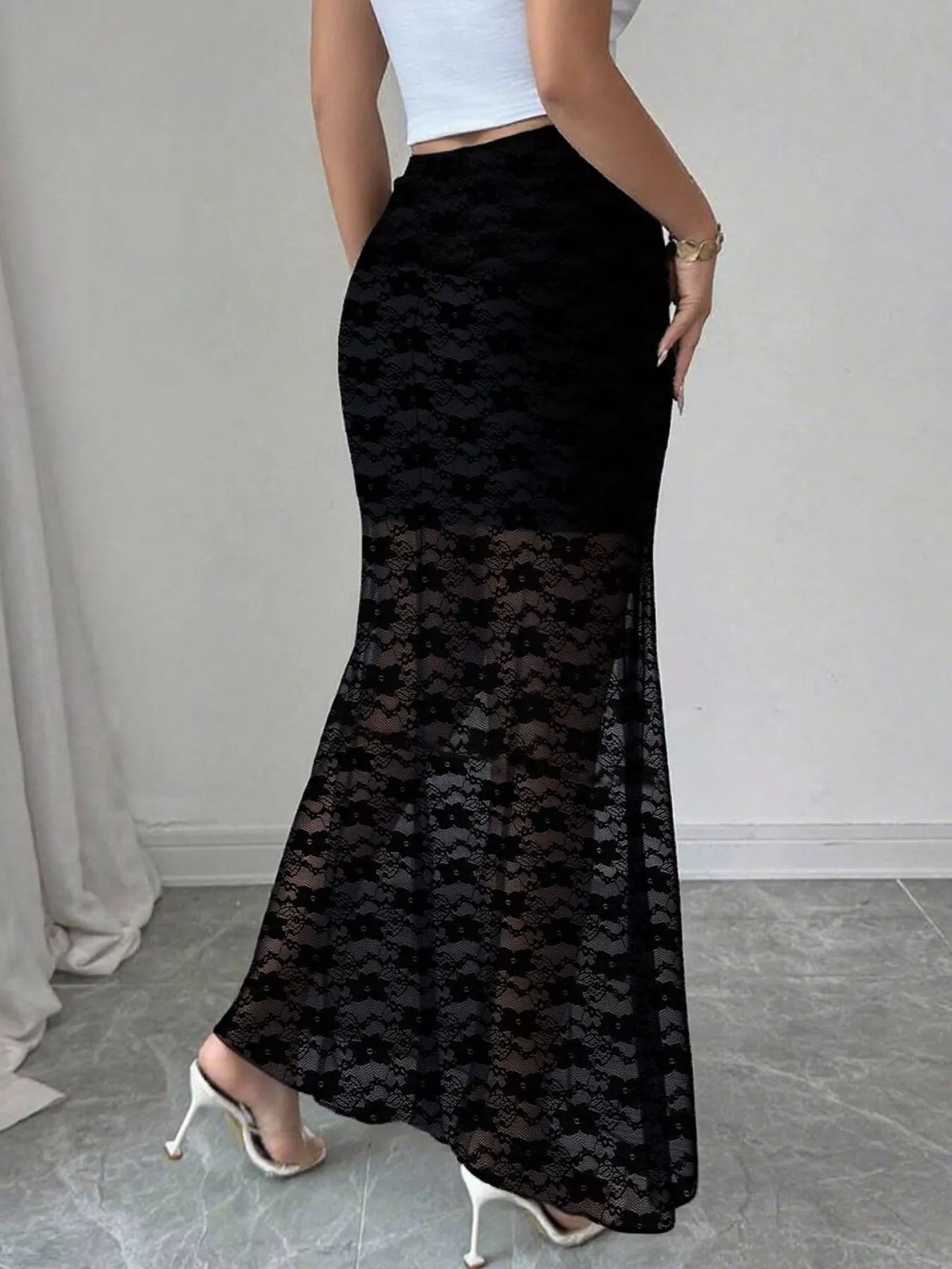 Plus Size Elegant Lace Mermaid Sheer Skirt - Flip Flop Dynasty