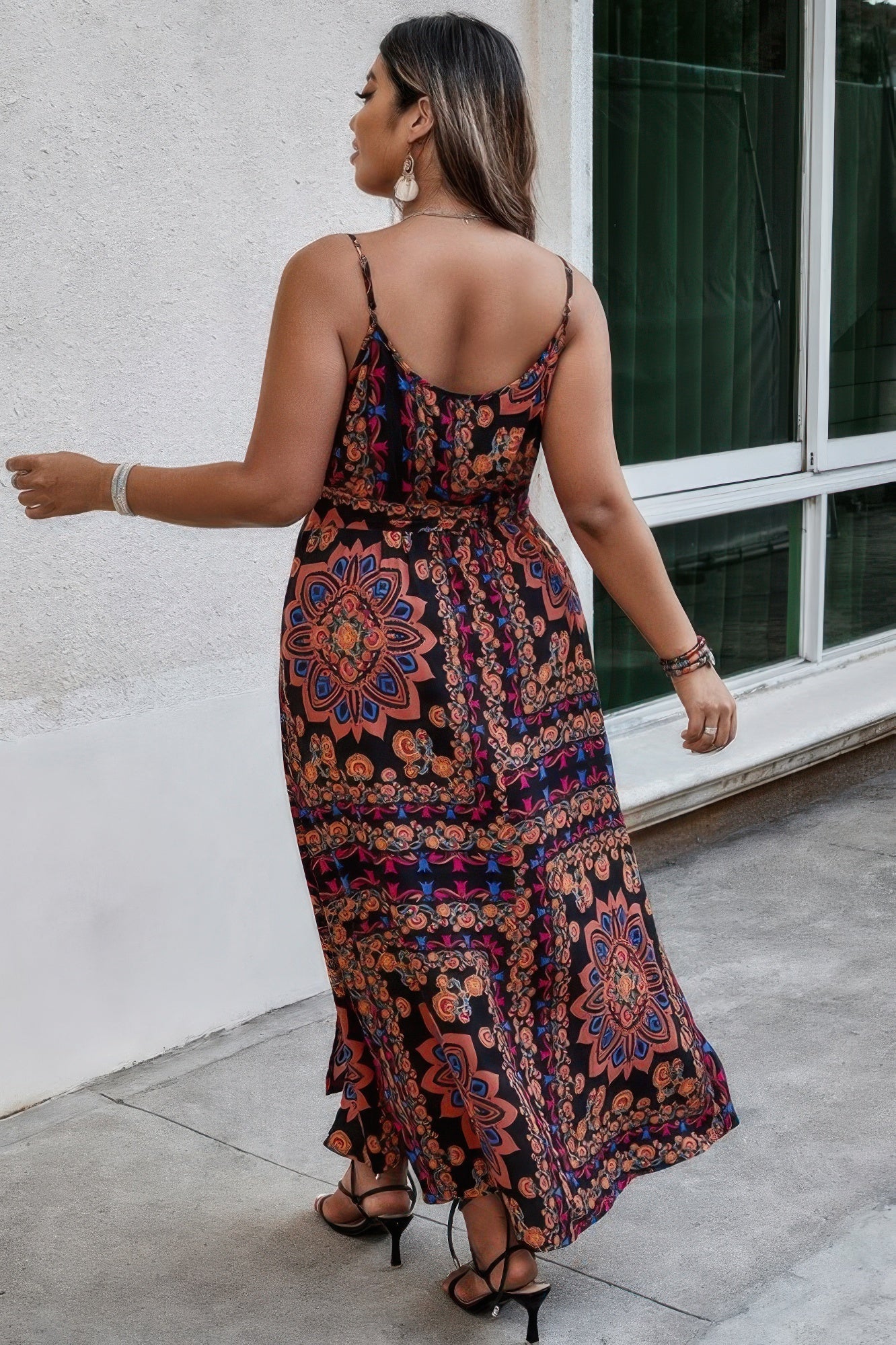 Plus Size Floral Belted Cami Boho Long Dress - Flip Flop Dynasty