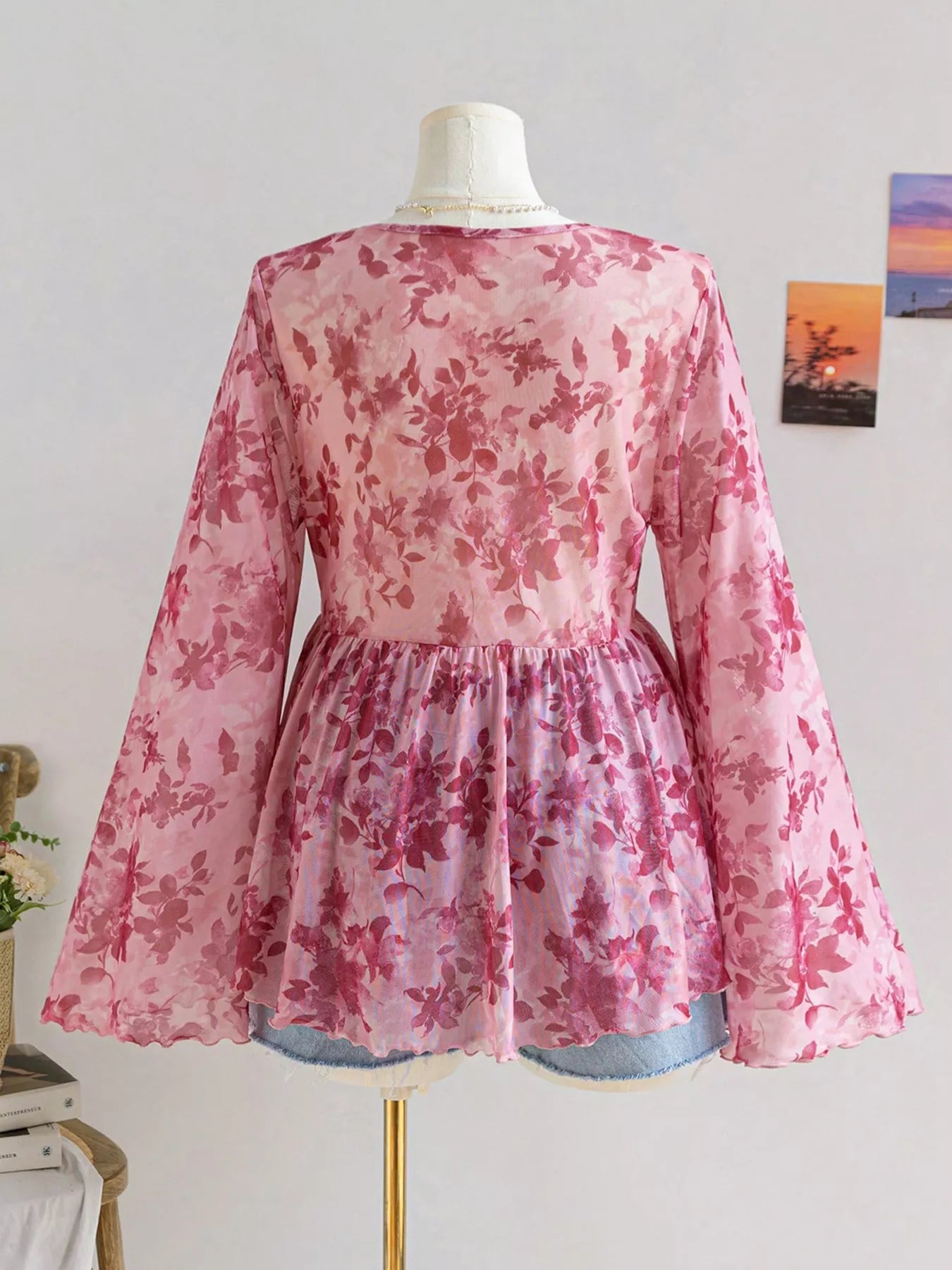 Plus Size Floral Print Chiffon Blouse - Flip Flop Dynasty