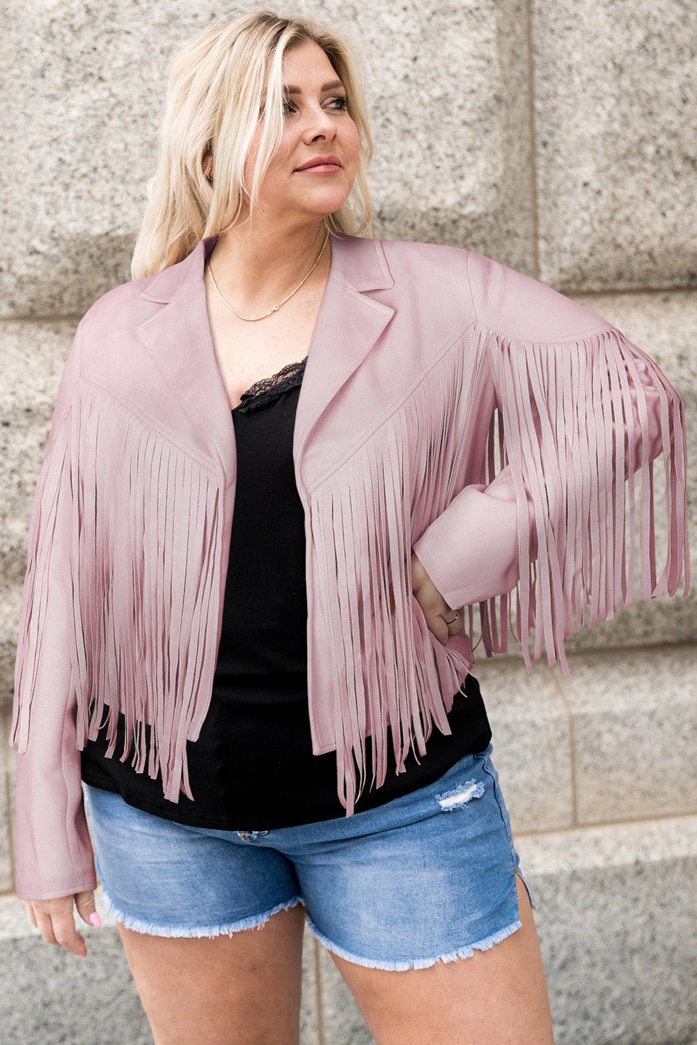 Plus Size Fringe Open Front Jacket - Flip Flop Dynasty