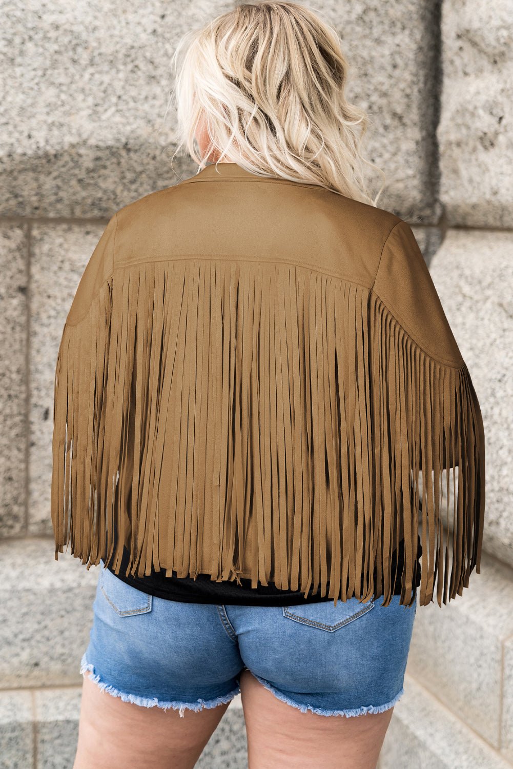 Plus Size Fringe Open Front Jacket - Flip Flop Dynasty