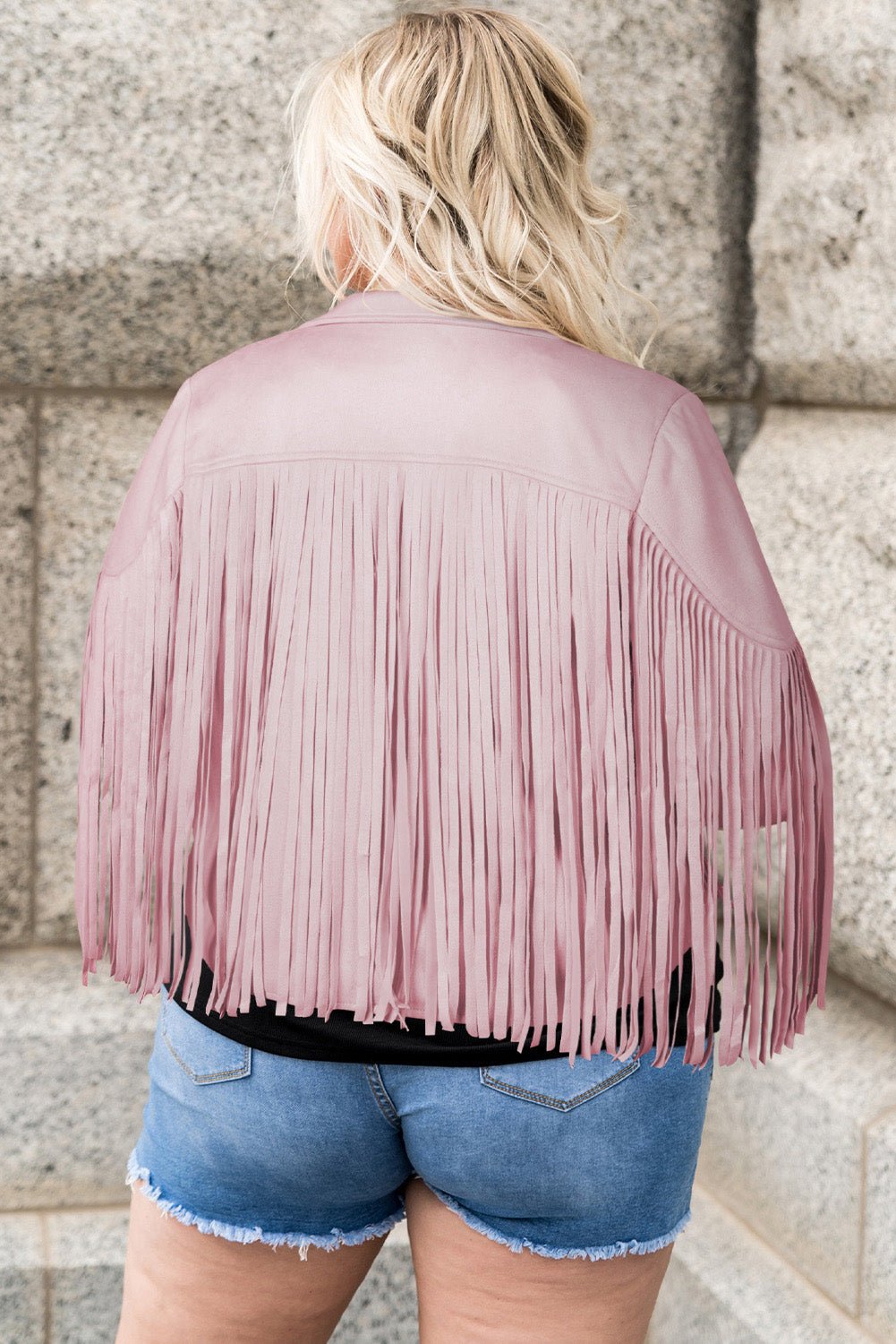 Plus Size Fringe Open Front Jacket - Flip Flop Dynasty