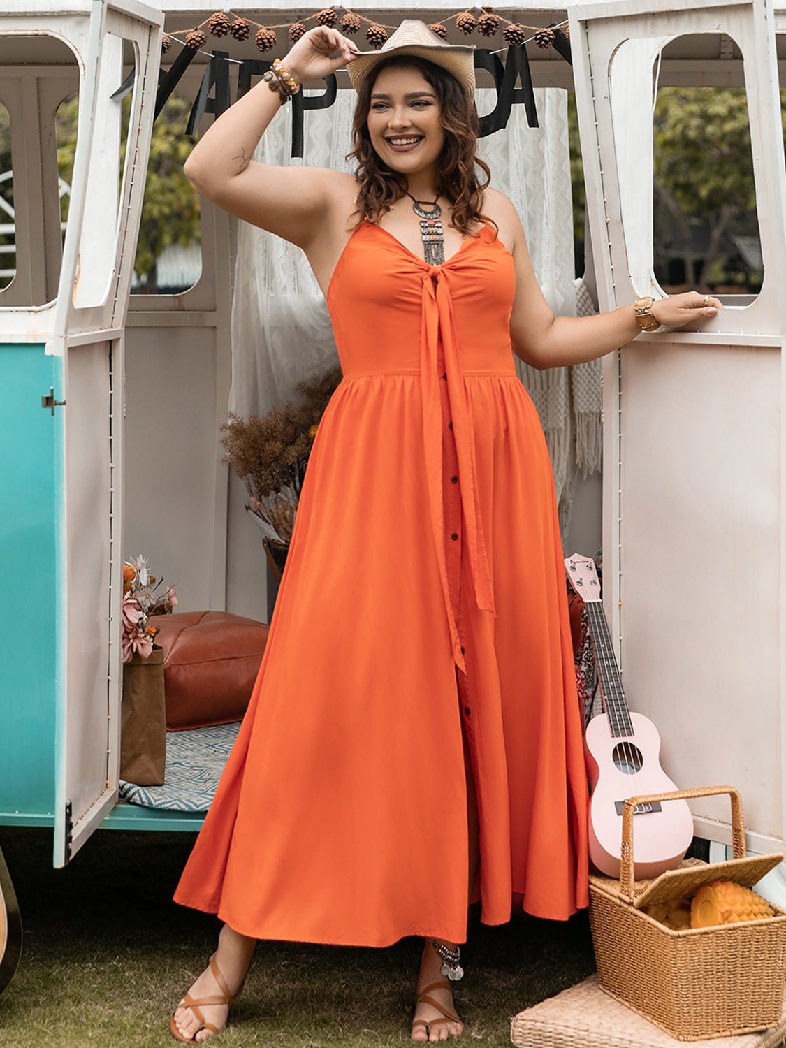 Plus Size Halter Neck Midi Dress - Flip Flop Dynasty