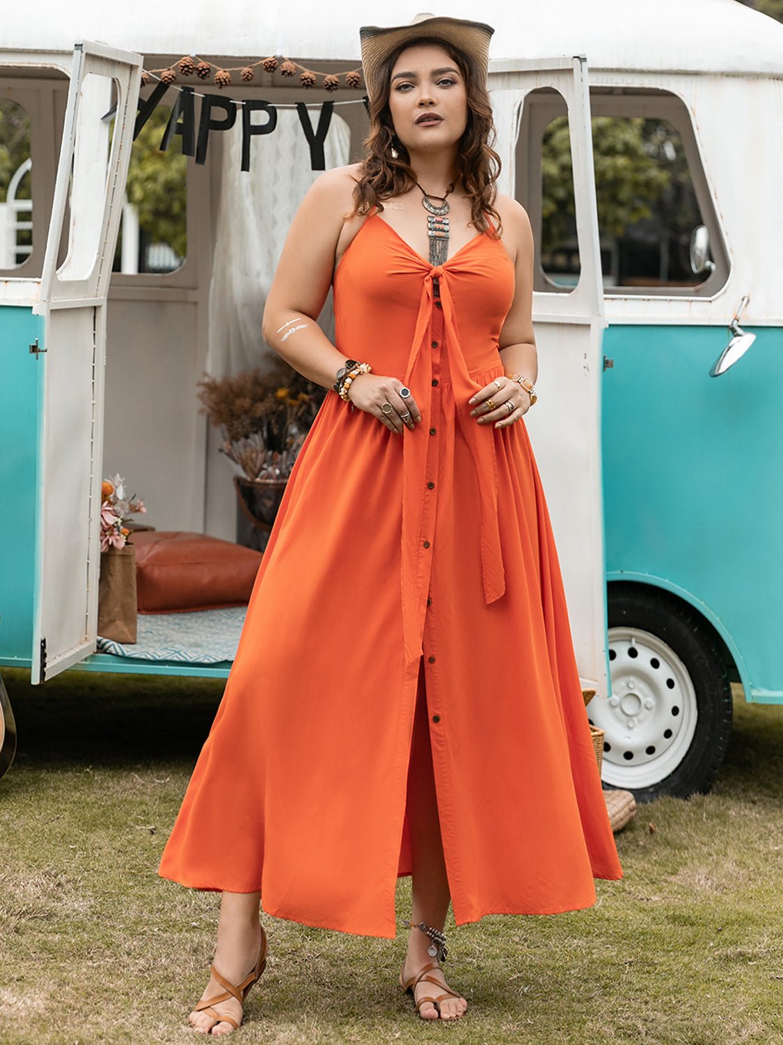 Plus Size Halter Neck Midi Dress - Flip Flop Dynasty