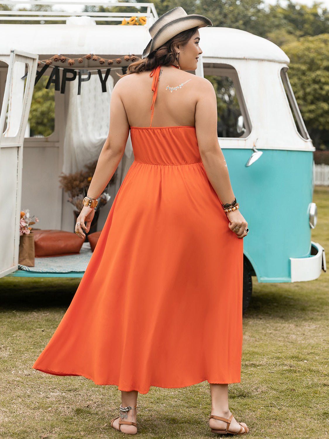 Plus Size Halter Neck Midi Dress - Flip Flop Dynasty