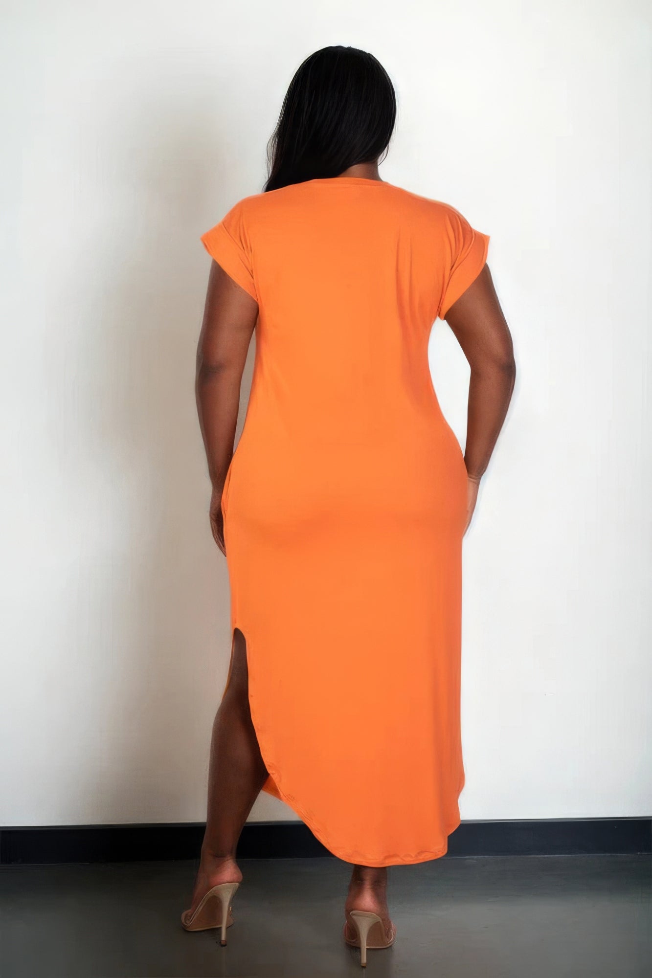 Plus Size Hidden Pocket Batwing Sleeve V Neck Long Dress - Flip Flop Dynasty