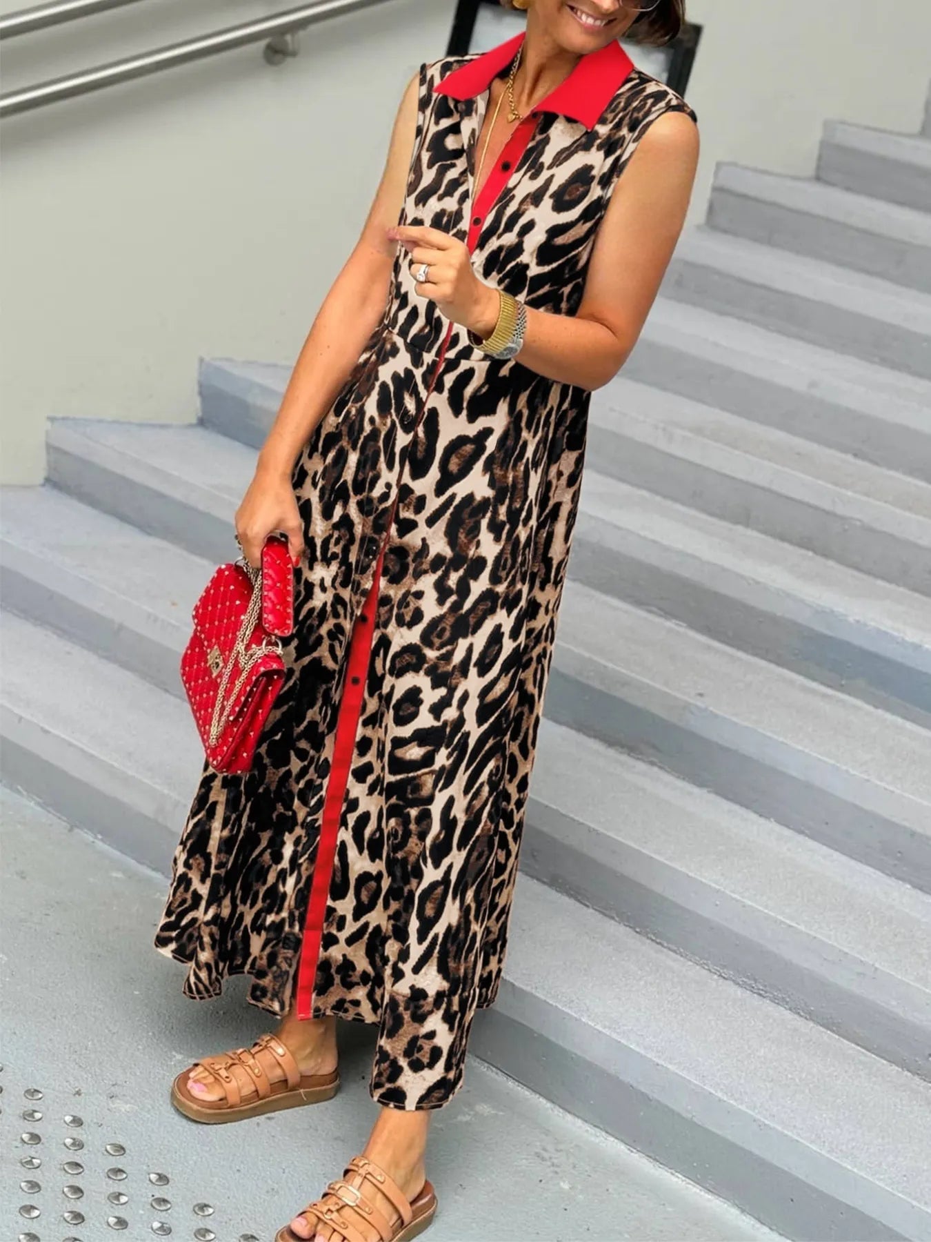Plus Size Leopard Print Sleeveless Maxi Dress - Flip Flop Dynasty
