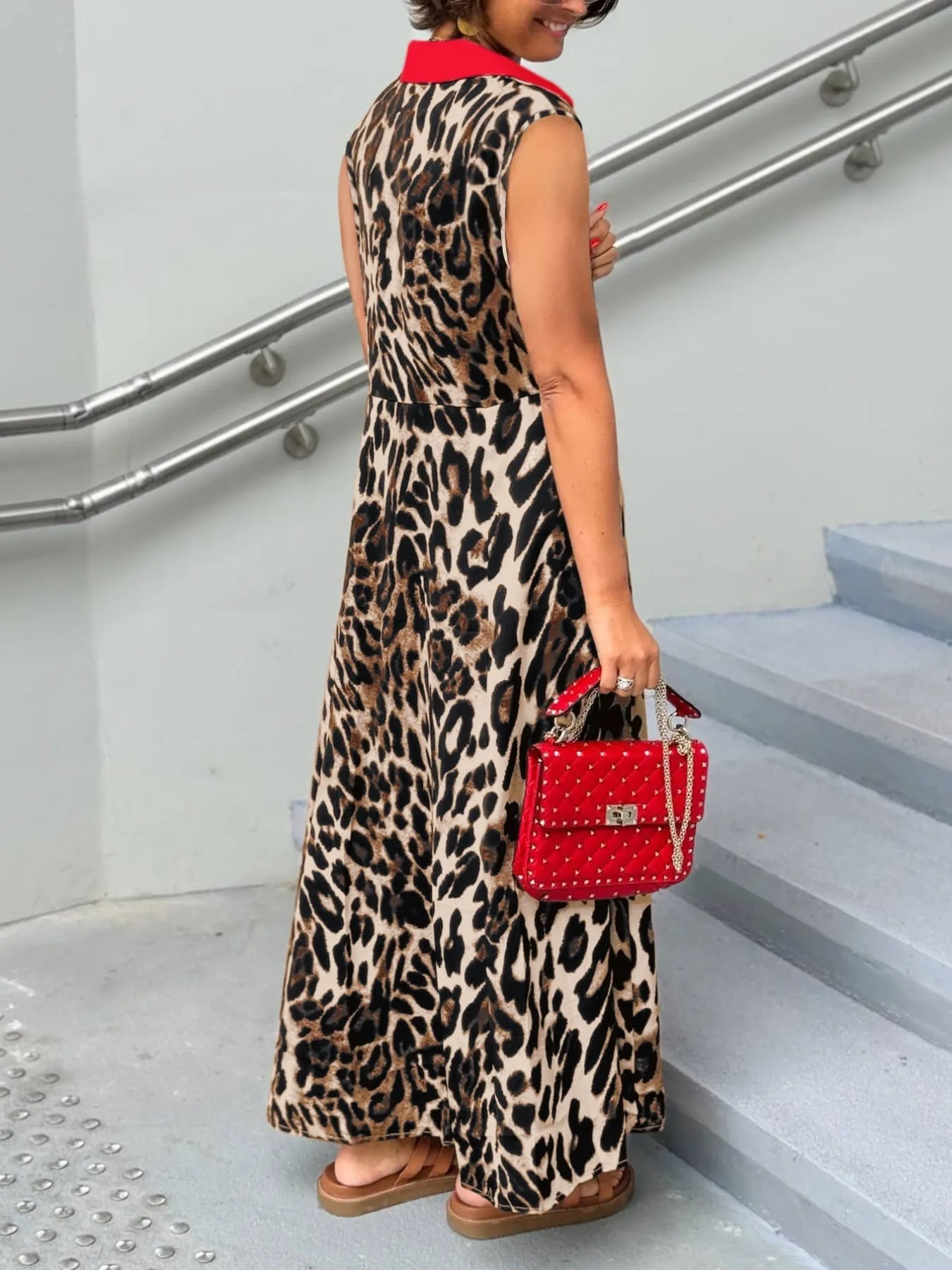 Plus Size Leopard Print Sleeveless Maxi Dress - Flip Flop Dynasty
