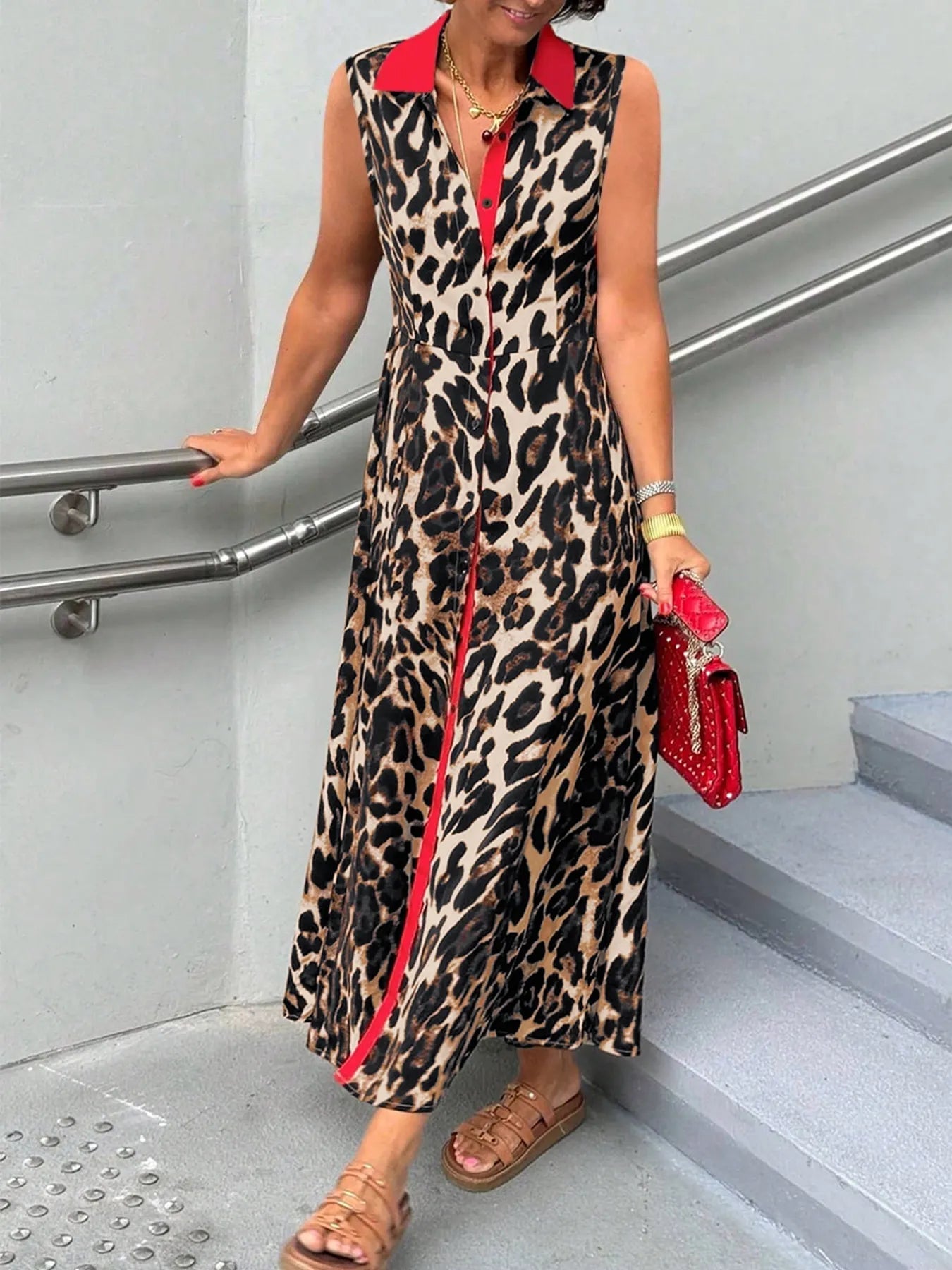 Plus Size Leopard Print Sleeveless Maxi Dress - Flip Flop Dynasty