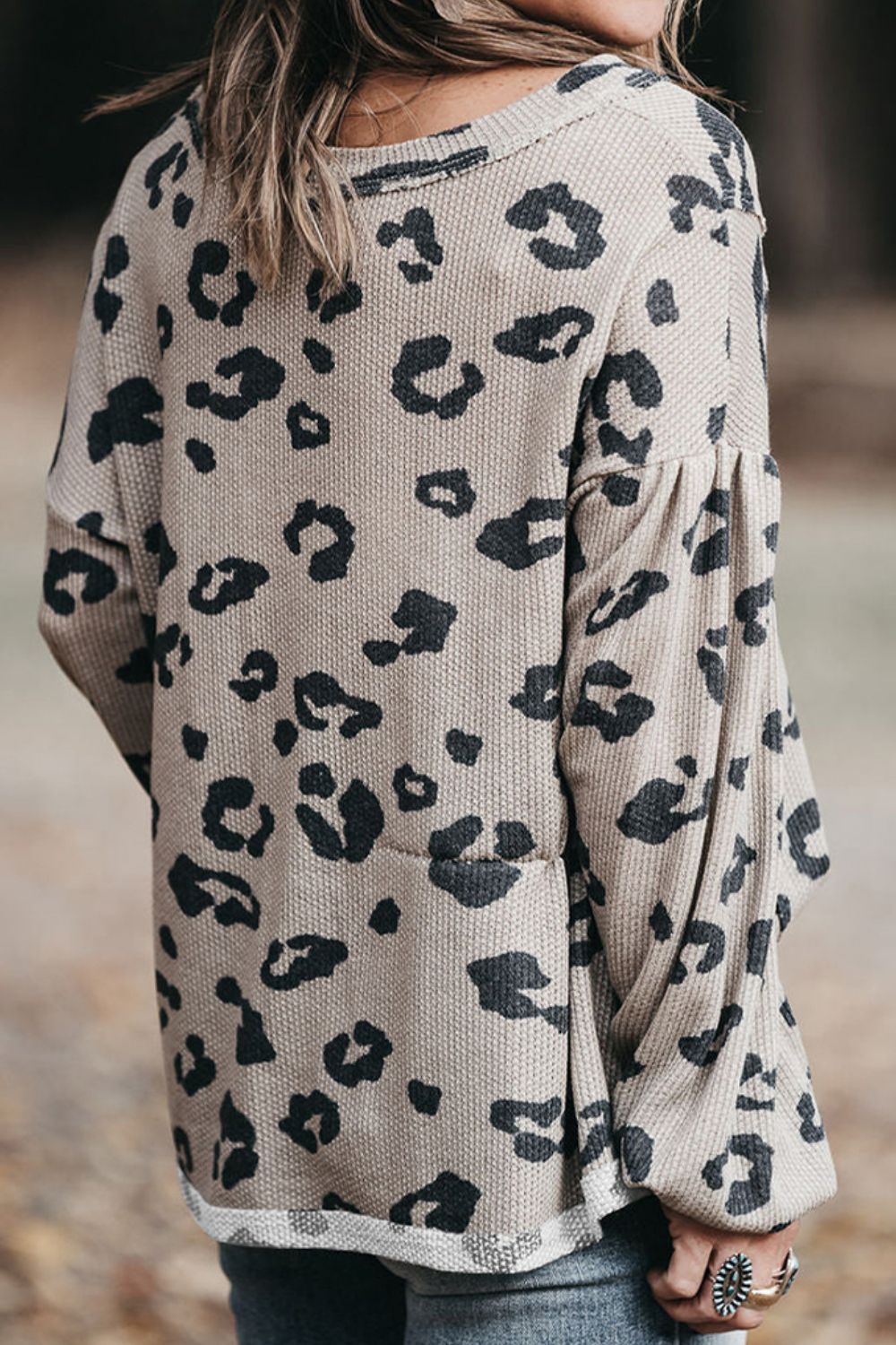 Plus Size Leopard V - Neck Dropped Shoulder T-Shirt - Flip Flop Dynasty