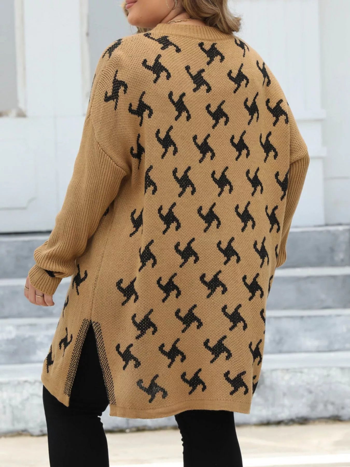 Plus Size Open Front Drop Shoulder Knit Cardigan - Flip Flop Dynasty