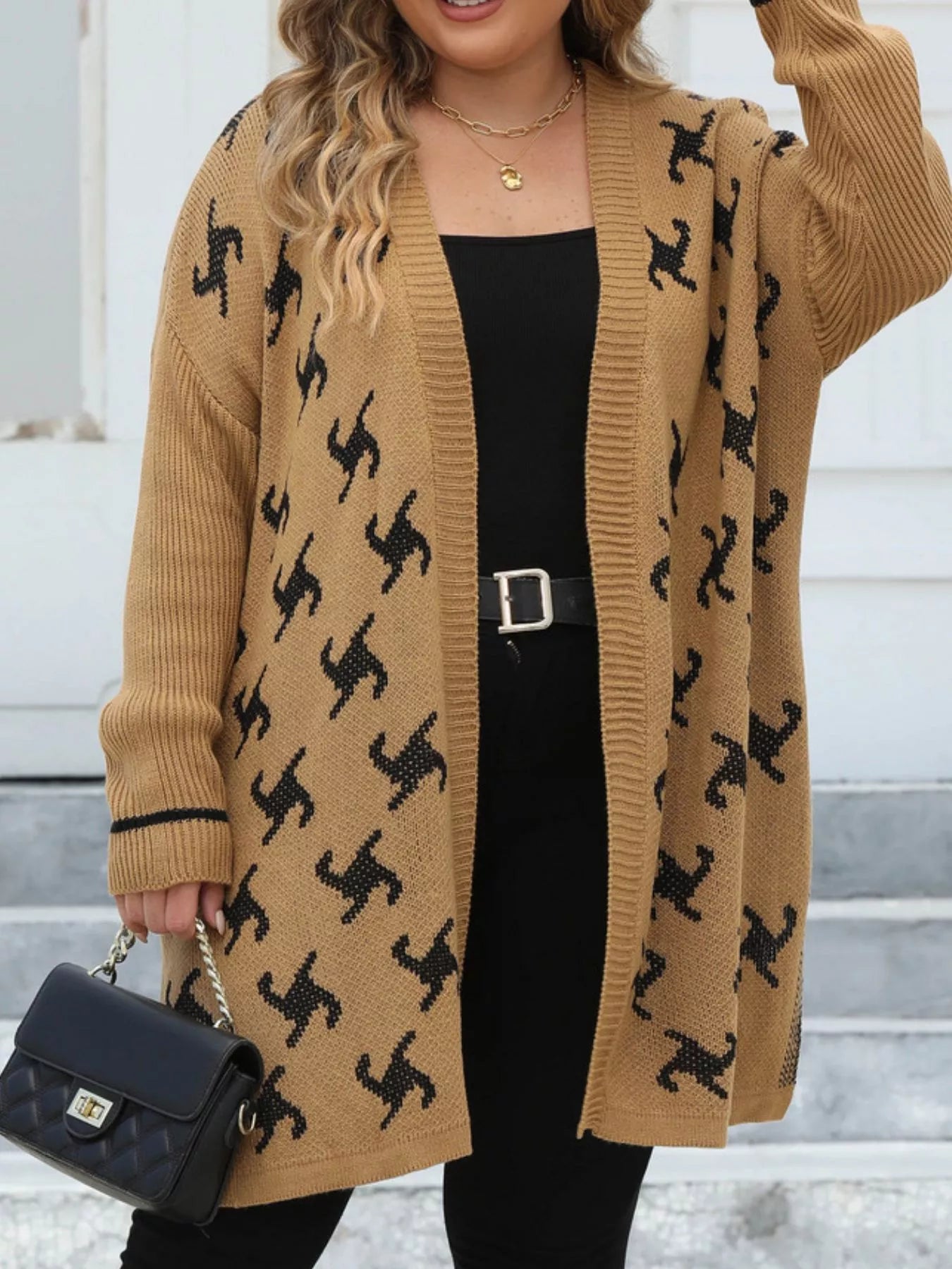 Plus Size Open Front Drop Shoulder Knit Cardigan - Flip Flop Dynasty