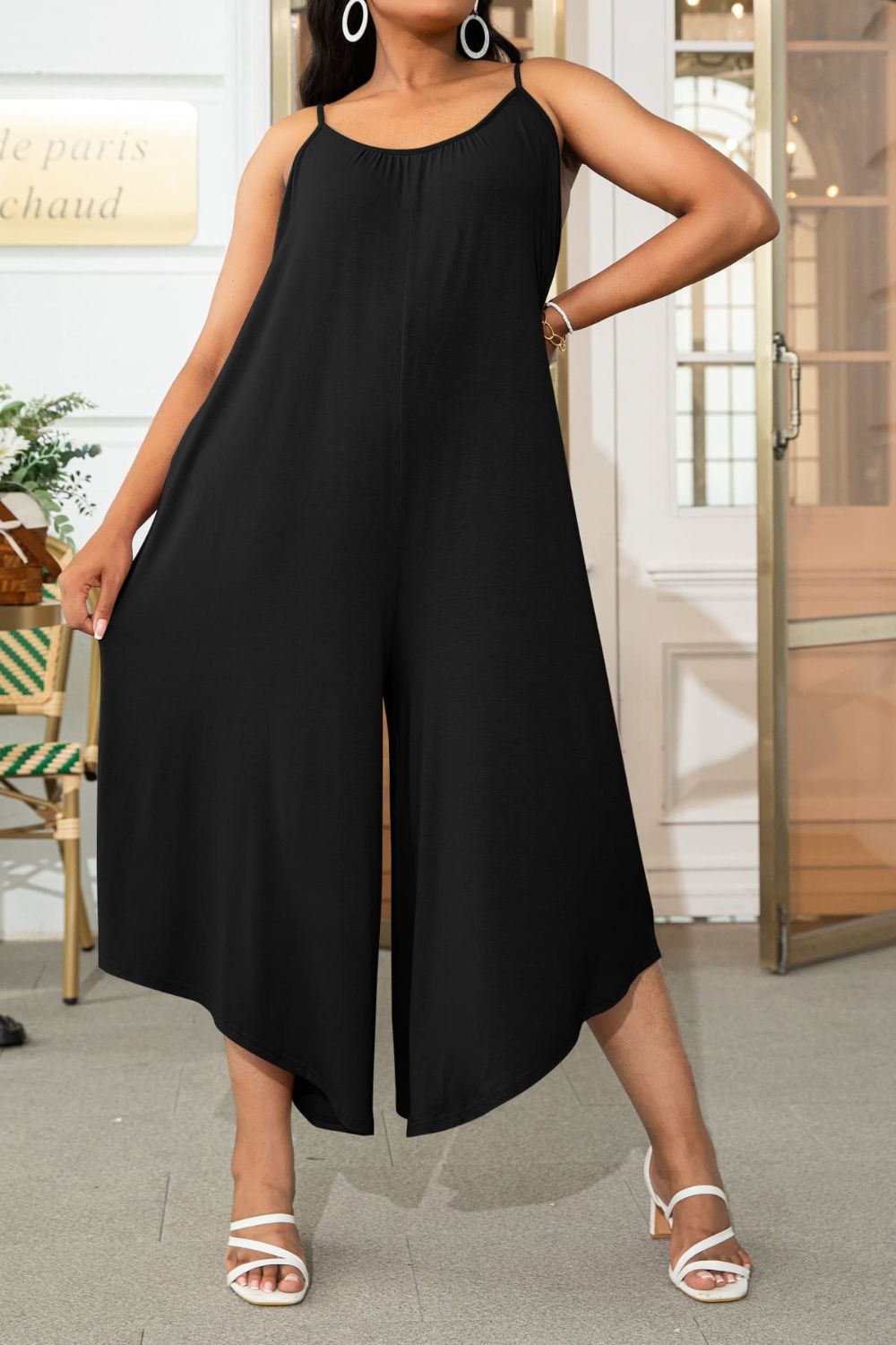 Plus Size Printed Spaghetti Strap Wide Leg Jumpsuit - Flip Flop Dynasty