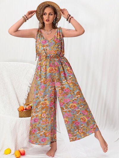 Plus Size Printed Wide Leg Sleeveless Jumpsuit - Flip Flop Dynasty