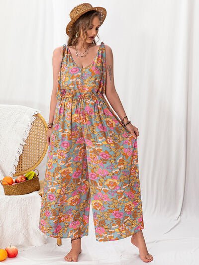 Plus Size Printed Wide Leg Sleeveless Jumpsuit - Flip Flop Dynasty