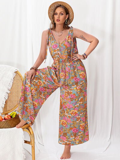 Plus Size Printed Wide Leg Sleeveless Jumpsuit - Flip Flop Dynasty
