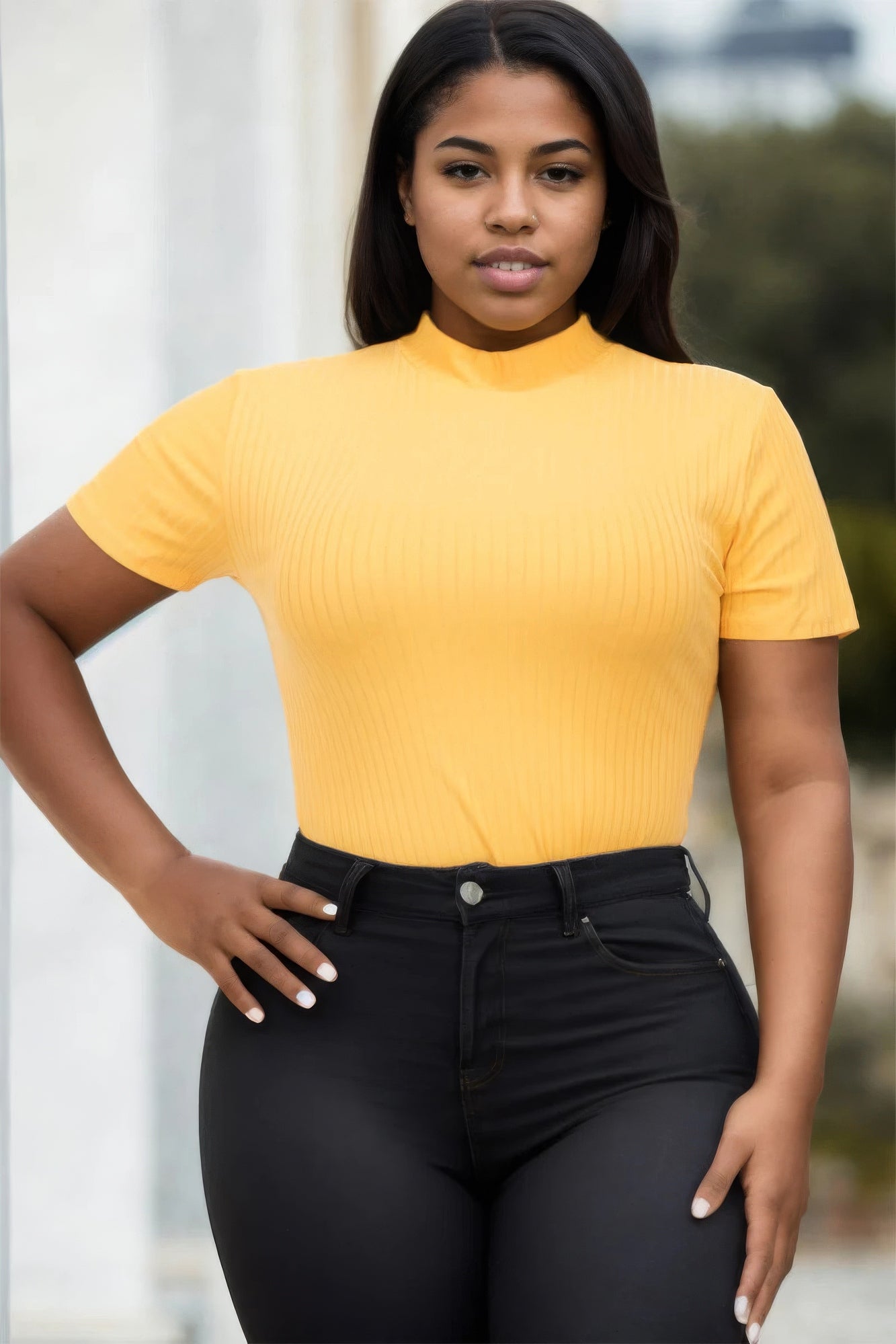 Plus Size Ribbed Short Sleeve Bodysuit - Flip Flop Dynasty