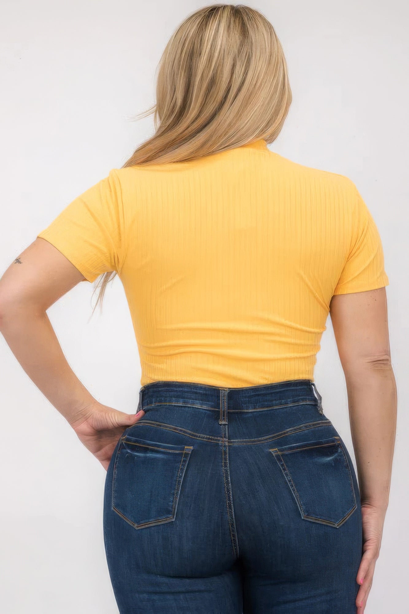 Plus Size Ribbed Short Sleeve Bodysuit - Flip Flop Dynasty