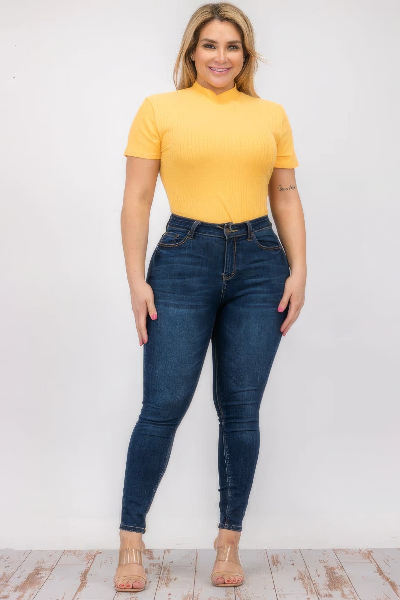 Plus Size Ribbed Short Sleeve Bodysuit - Flip Flop Dynasty
