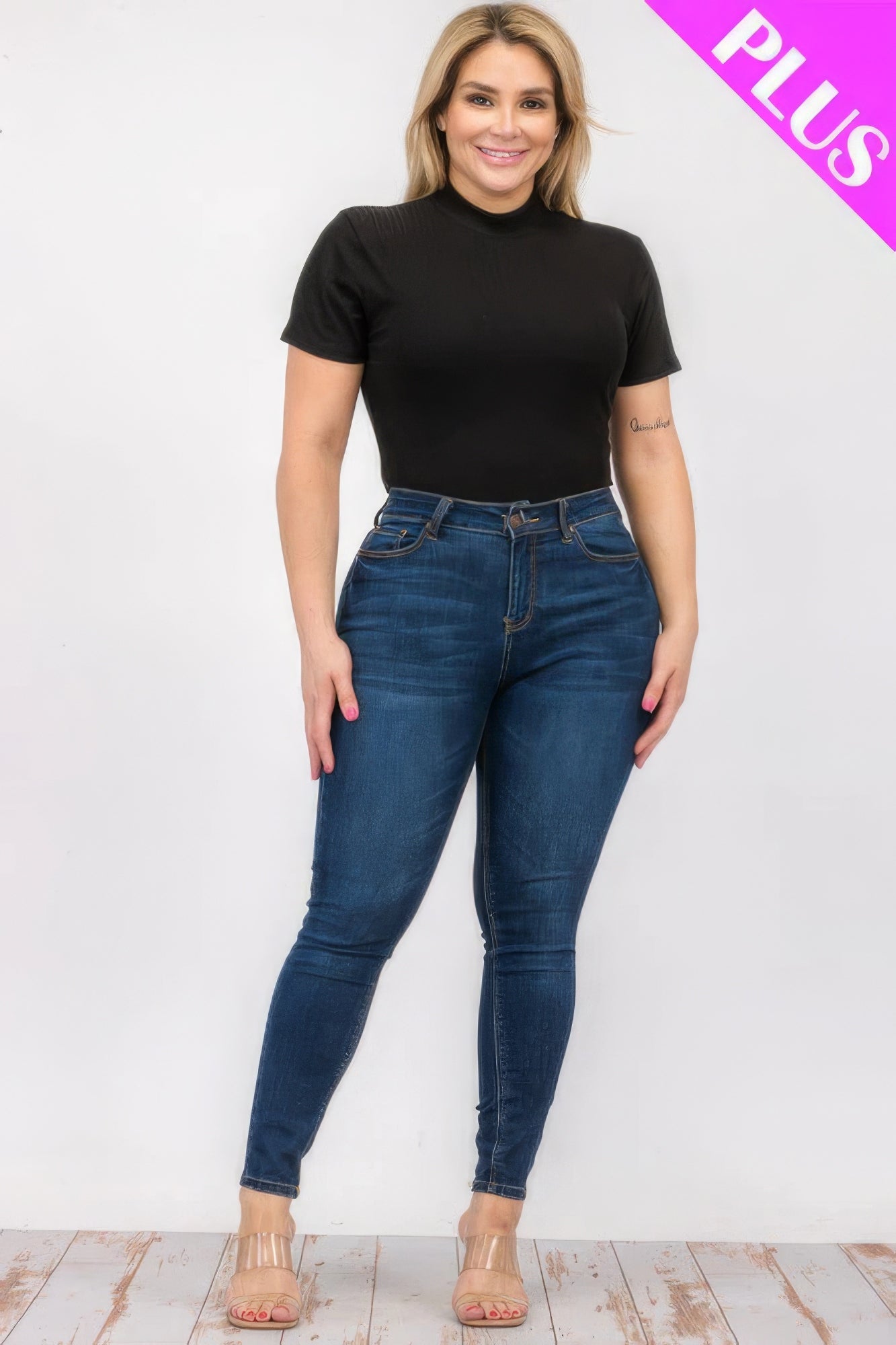 Plus Size Ribbed Short Sleeve Bodysuit - Flip Flop Dynasty