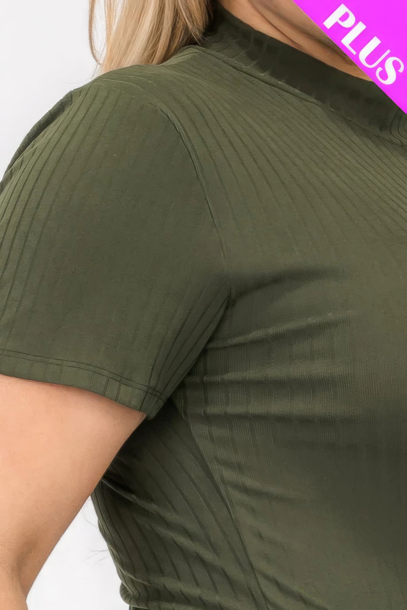 Plus Size Ribbed Short Sleeve Bodysuit - Flip Flop Dynasty