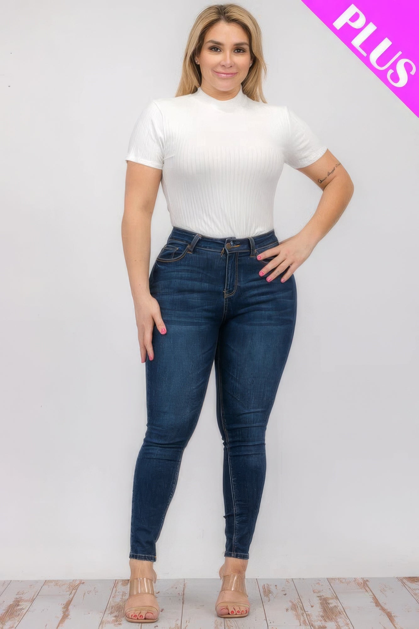 Plus Size Ribbed Short Sleeve Bodysuit - Flip Flop Dynasty