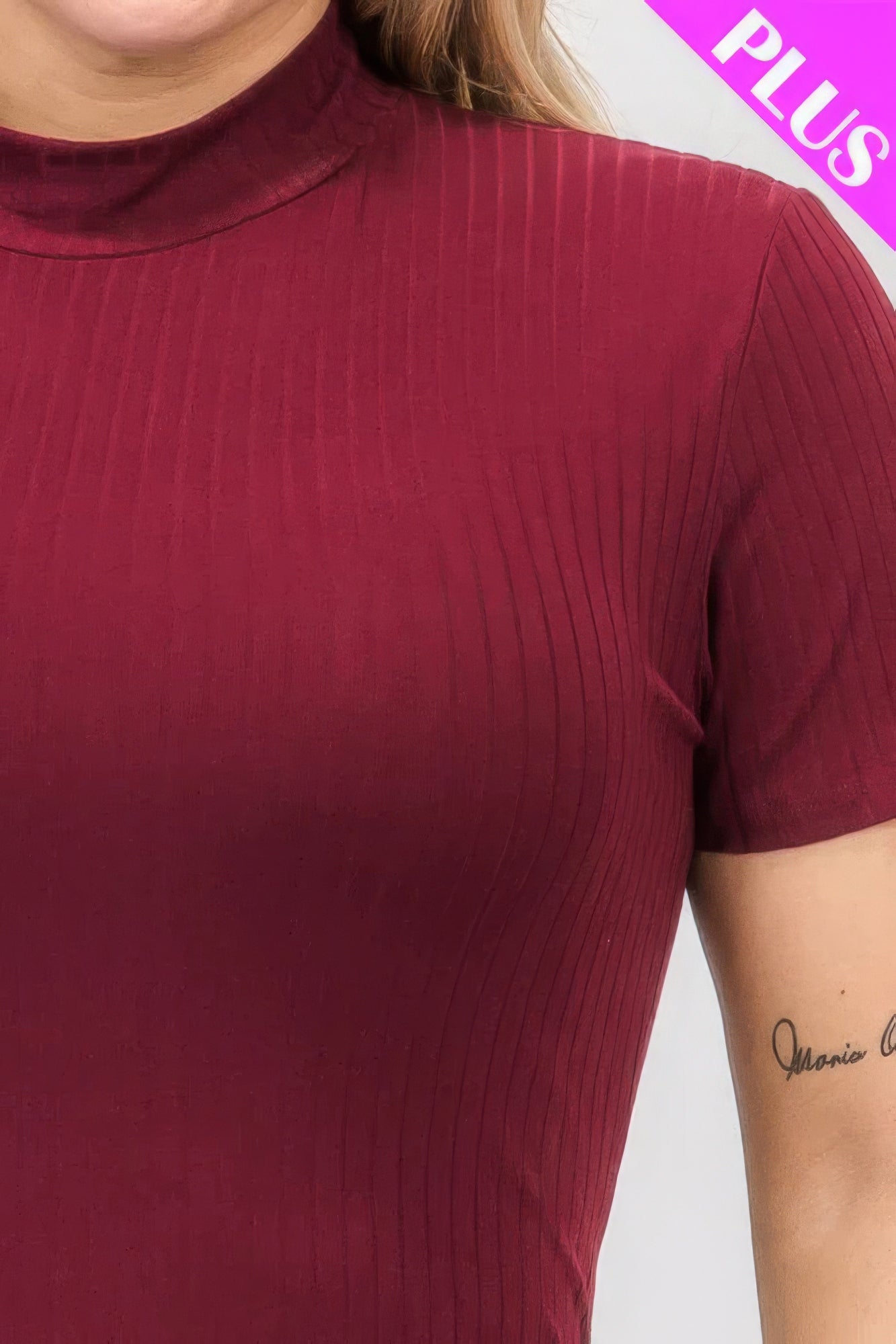 Plus Size Ribbed Short Sleeve Bodysuit - Flip Flop Dynasty